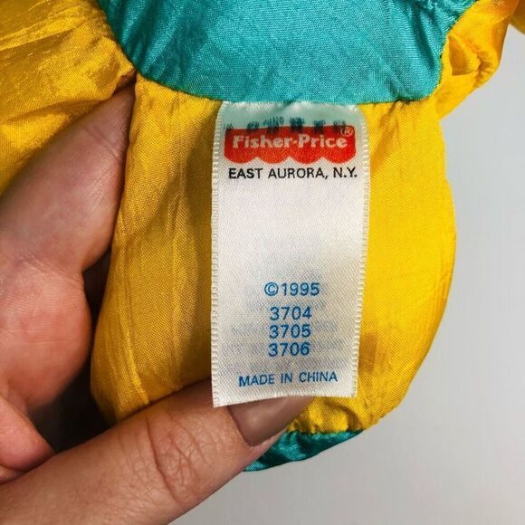 vintage fisher price jungle friends yellow lion rattle #3704 soft plush 1995 - Picture 6 of 9